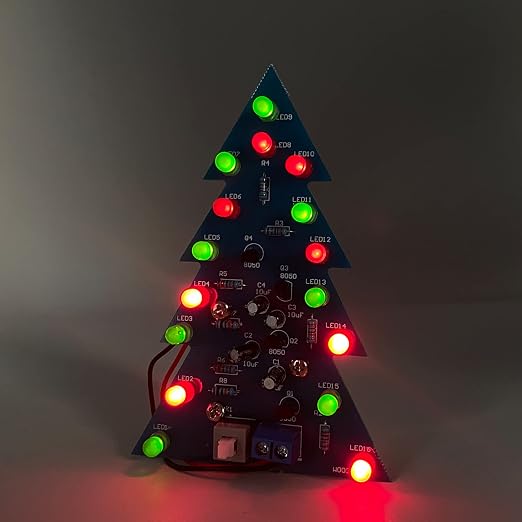 Soldering Practice Kit DIY Mini 2-Color Xmas Tree Plug-in Circuit Kit Learn