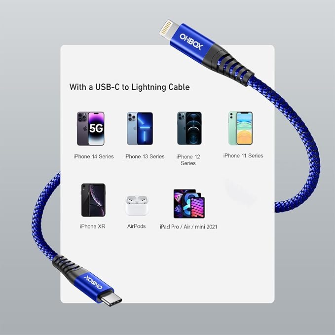 USB C to Lightning Cable 6FT 2Pack Apple MFi Certified iPhone Fast Charger Type