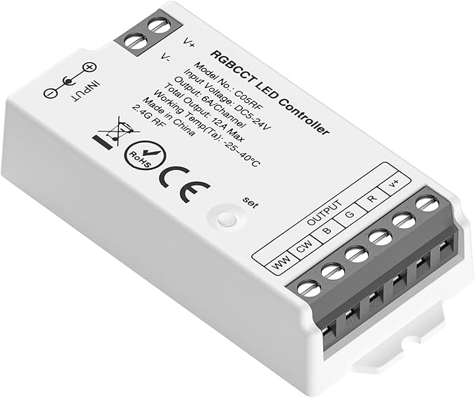 BTF-LIGHTING C05RF Tuya Controller Support PWM 5050SMD FCOB COB RGBCCT 6pin LED