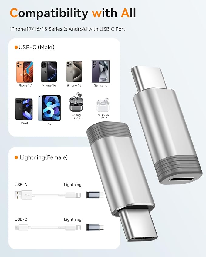 Temdan 4 Pack Lightning to USB C Adapter