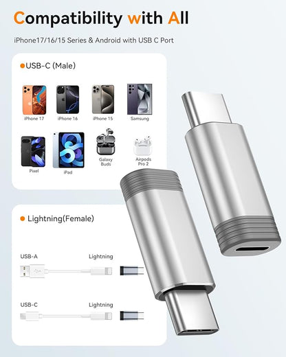 Temdan 4 Pack Lightning to USB C Adapter