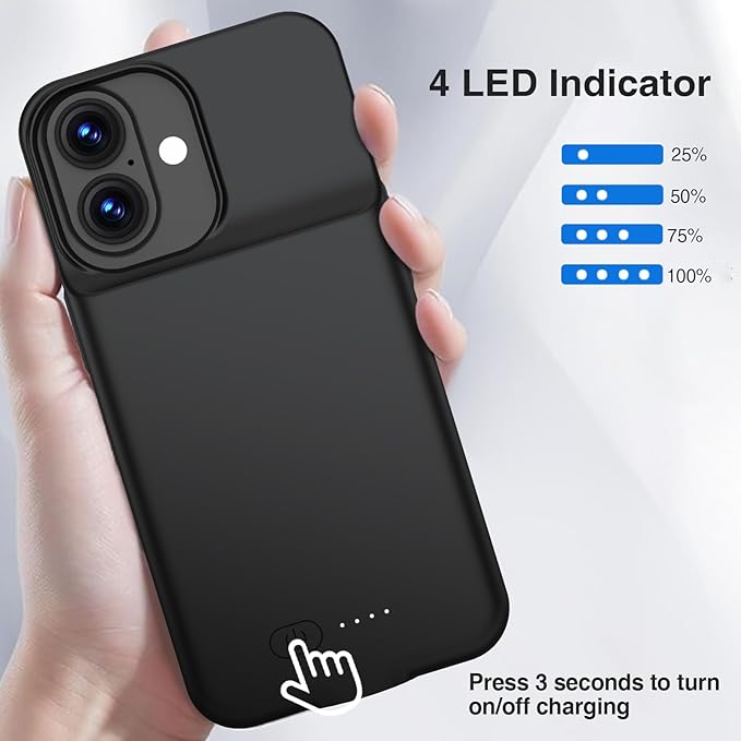 GIN FOXI Battery Case for iPhone 17, Charging Case Charger 8500mAh Ultra-Slim