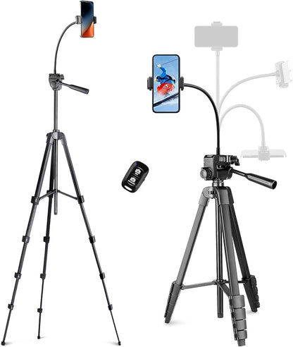 Aureday Phone Tripod, Wireless Remote and Phone Holder, Extendable Cell