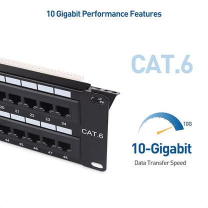Cable Matters 48 Port Patch Panel Rackmount or Wall Mount 19-Inch