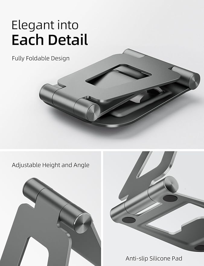 Nulaxy Aluminum Dual Foldable iPad Stand, Fully Adjustable Desktop Tablet Holder