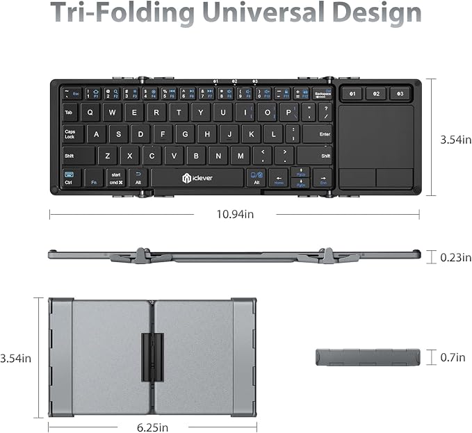 iClever Foldable Keyboard, BK08 Bluetooth Keyboard