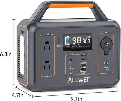 ALLWEI Portable Power Station 300W, 280Wh Solar Generator