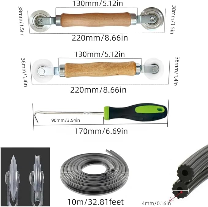 Screen Repair Tool Kit – Includes 2 Types of Screen Roller Tools, 32ft Screen