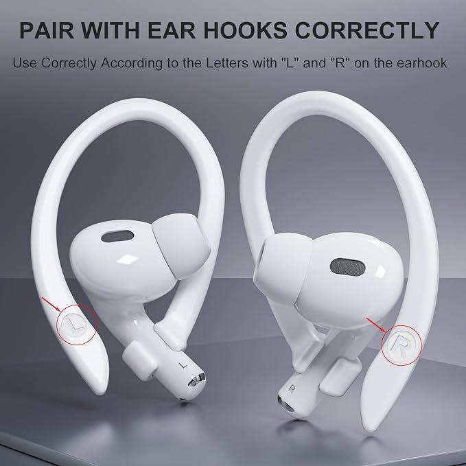 2 Pairs AirPods Ear Hooks for AirPods Pro 2, AirPods Pro, AirPods 4, 2 & 1