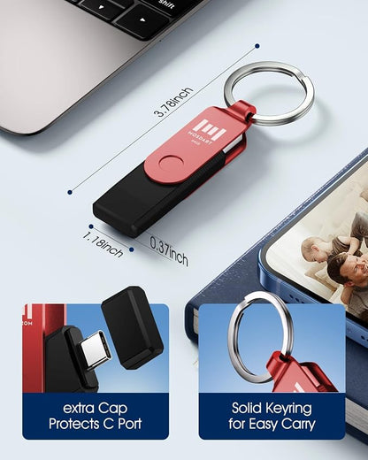 MOSDART 64GB USB3.1 Fast Speed C and A Dual Flash Drive, exFAT Memory Stick