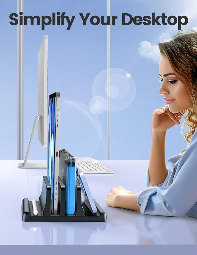 Vaydeer Vertical Laptop Stand for Desk, Dual Slots Plastic Laptop Holder