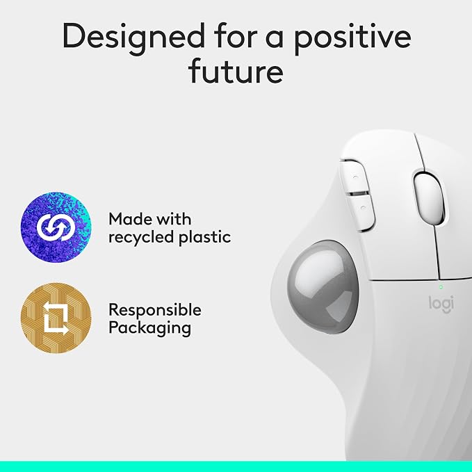 Logitech Ergo M575S Wireless Trackball Mouse, Wireless Ergonomic Mouse