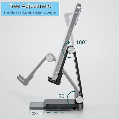 Folding Cell Phone Stand, Laptop Stand, Adjustable Height and Angle Foldable