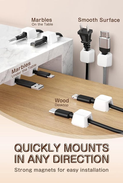 Maveek Magnetic Cable Clips, 5 Pack Square Cord Organizer