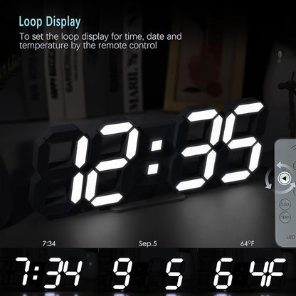 KOSUMOSU Wall Clock 15" 3D LED Digital Clock