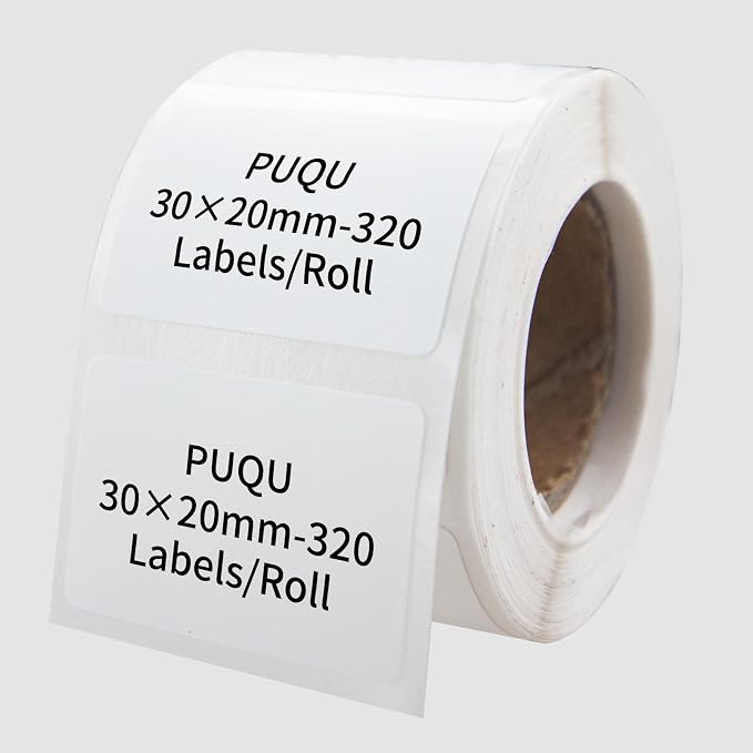 PUQU 30x20mm Direct Thermal Sticker Labels, Self-Adhesive All-Purpose Label