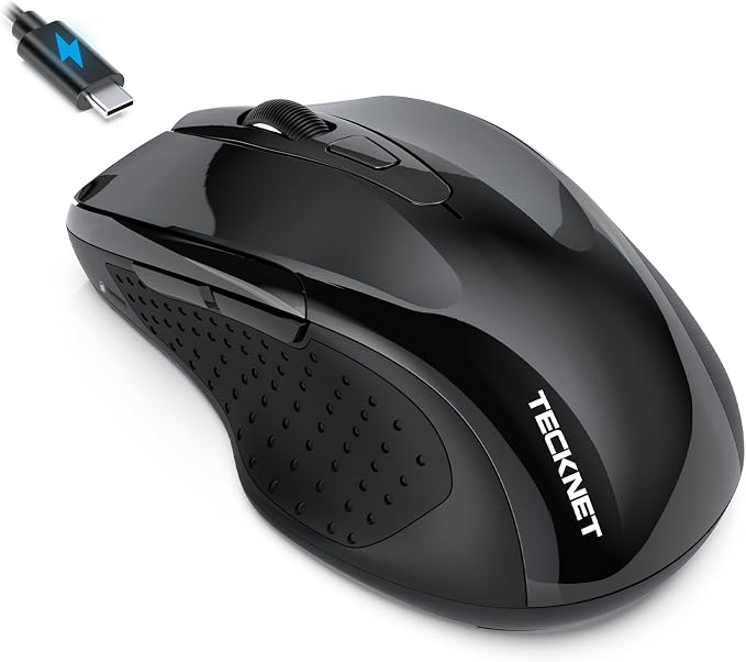 TECKNET Rechargeable Jiggler Wireless Mouse 4800 DPI Silent USB A & Bluetooth