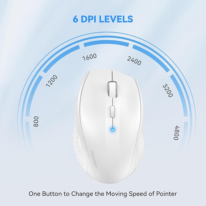 TECKNET Bluetooth Mouse, 4800 DPI Wireless Mouse, 2-Year Battery 6 Adjustable