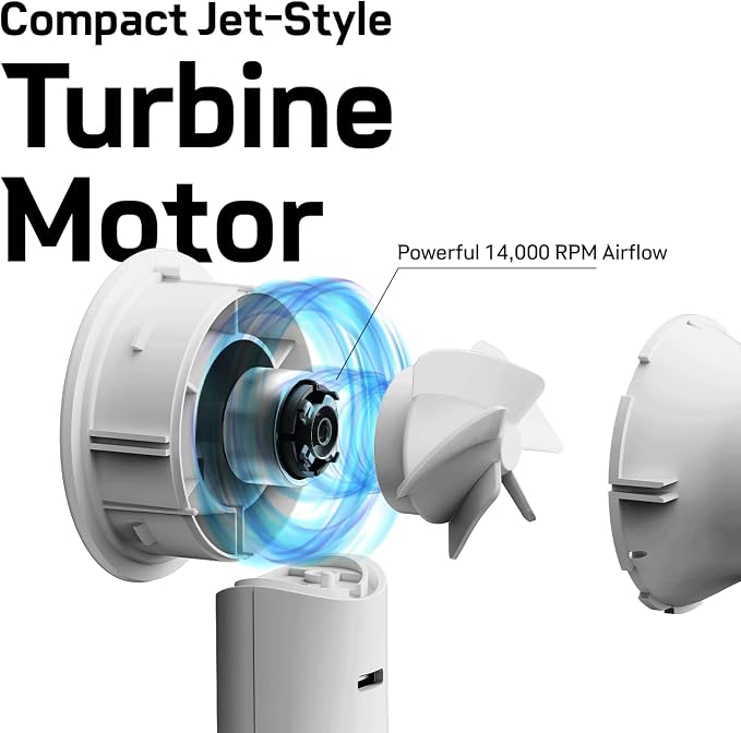 Bluefeel Portable Handheld Turbo Fan, 5-Speed Mini Personal Fan