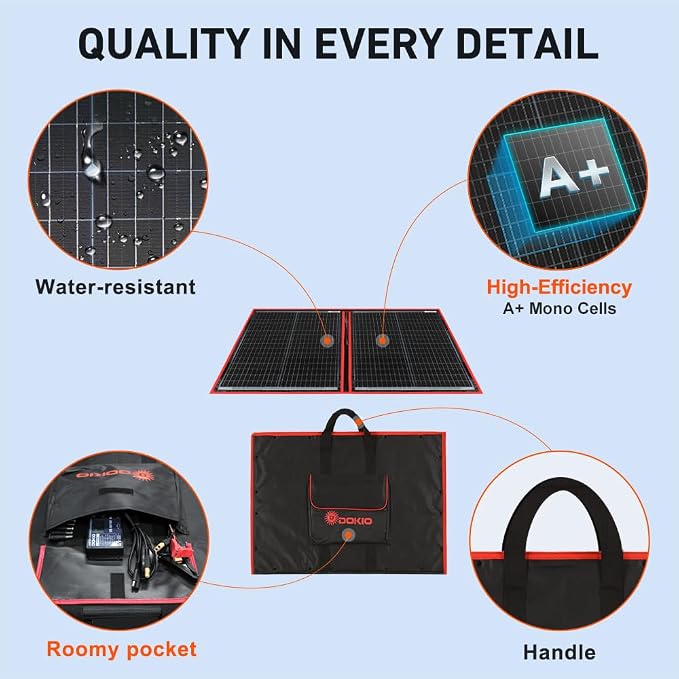 DOKIO 100W Portable Foldable Solar Panel Kit,