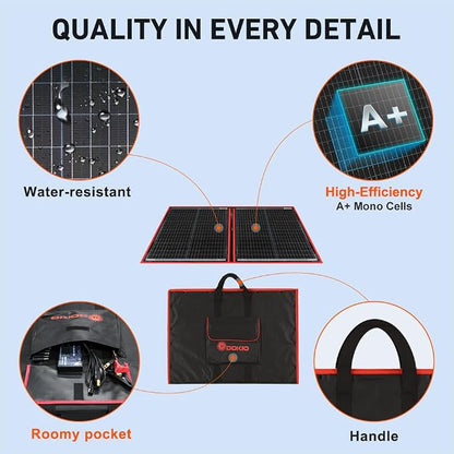 DOKIO 100W Portable Foldable Solar Panel Kit,