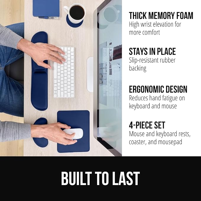 GORILLA GRIP Silky Gel Memory Foam Keyboard Wrist Rest and Mouse Pad