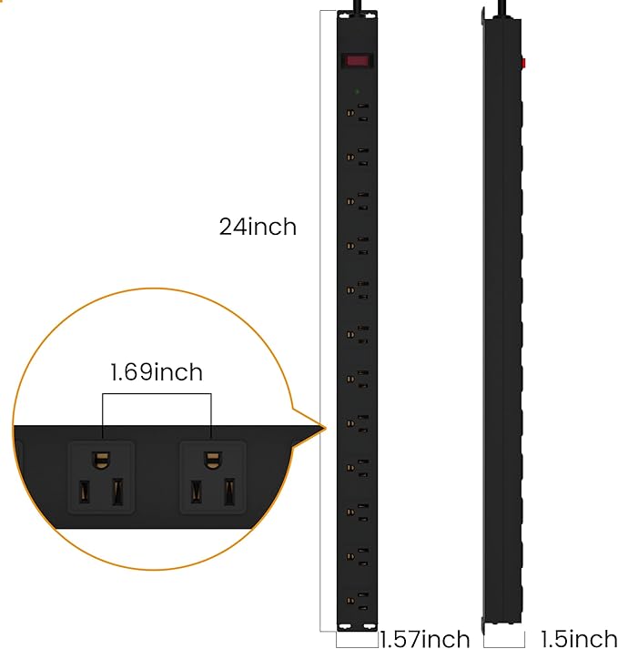 12 Outlet Long Power Strip Surge Protector