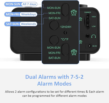 uscce Digital Dual Alarm Clock Radio