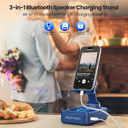 JTEMAN Cell Phone Stand with Bluetooth Speaker and Charging Function, Birthday