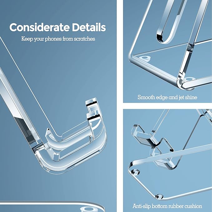 CreaDream Acrylic Cell Phone Stand, 5mm Thicker Clear Cell Phone Holder
