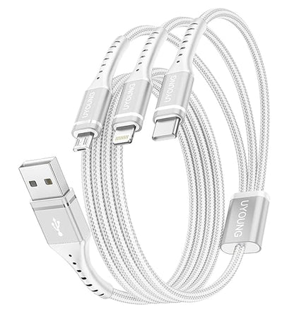Multi Charging Cable 2Pack 6FT, 3 in 1 Charger Cable Braided Universal Phone