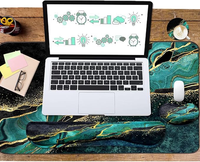 Keyboard Mouse Pad Set, Extended Mouse Pad+Keyboard Wrist Rest Support