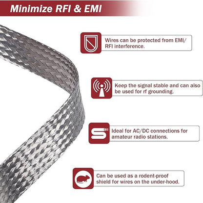 Tinned Copper Metal Braid Sleeving Wire Shielding Sleeve Braided Copper Ground