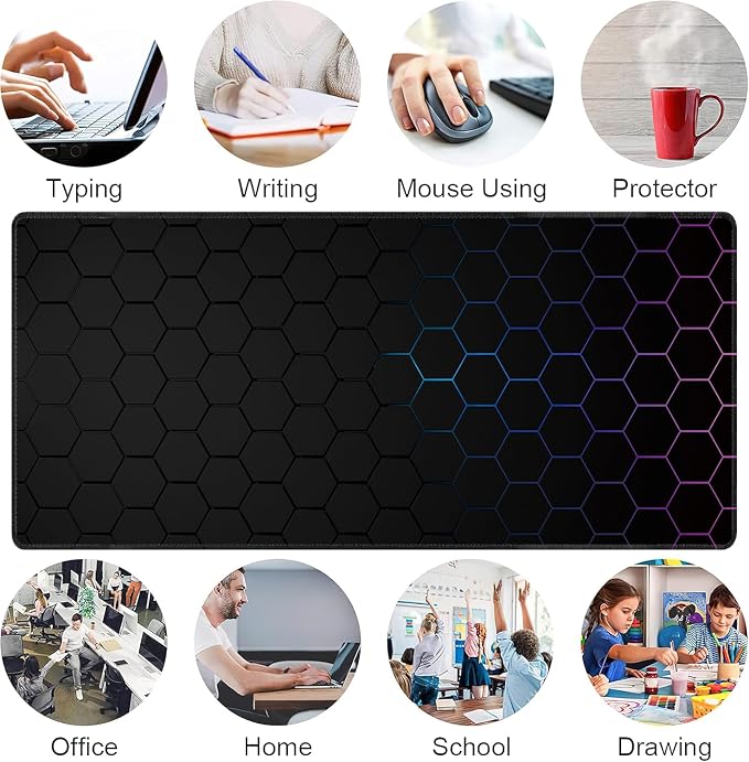 Hexagon Honeycomb Large Mouse Pad, Gaming Keyboard Desk Pad, Extended Mouse Mat
