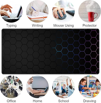 Hexagon Honeycomb Large Mouse Pad, Gaming Keyboard Desk Pad, Extended Mouse Mat
