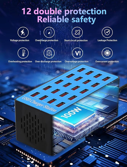 Charging Station, 100W20Port USB Charging Station, Charging Station