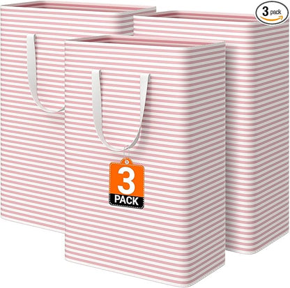 3 Pack Large Laundry Basket, Waterproof & Freestanding Laundry Hamper,