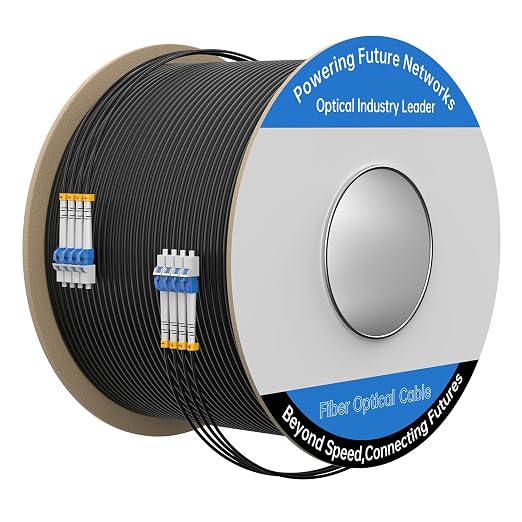100M/328FT Outdoor Armored LC to LC Fiber Optic Cable, 4 Core OS2 Single Mode