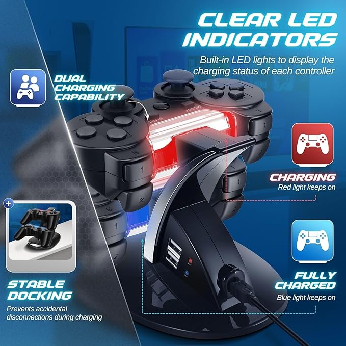 TNP Compatible with PS3 Controller Charger Stand