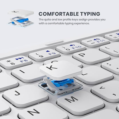 Foldable Bluetooth Keyboard, Portable Full Size Folding Keyboard