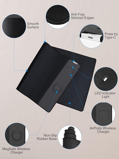 TopMade Mouse Pad with 15W Wireless Charging, Waterproof Gaming Mousepad with