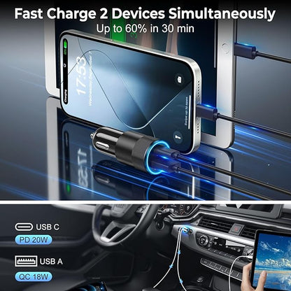 6 Pack USB C Car Charger, Ancekoy 38W Dual USB-C + USB-A Car Charger Adapter