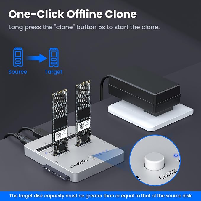 CR311 3-in-1 SSD Cloner, USB3.2 Gen2*2 M.2 Reader, Supports M.2 NVMe/SATA