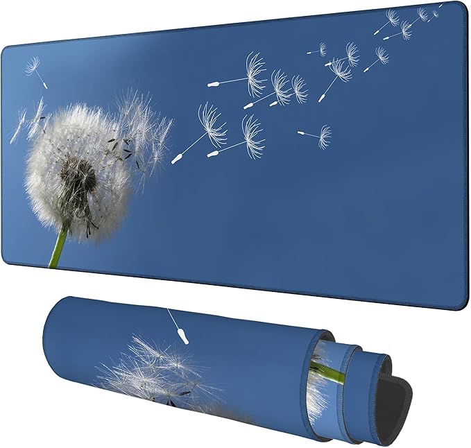Flying Dandelion Seeds Gaming Mouse Pad 3mm Thick Stitched Edge Waterproof