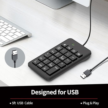 Wired Number Pad, USB Numpad 23 Key Numeric Keypad Financial Accounting