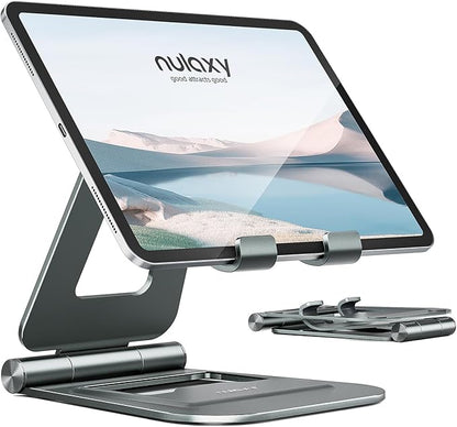 Nulaxy Aluminum Dual Foldable iPad Stand, Fully Adjustable Desktop Tablet Holder