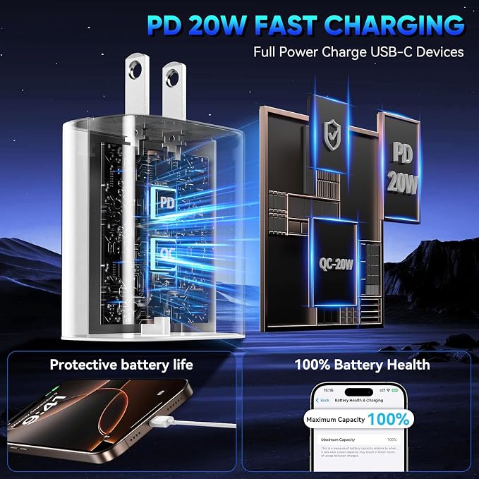 iPhone 15 16 Charger Fast Charging, Extra Long 10FT USB C to USB C Cable 20W