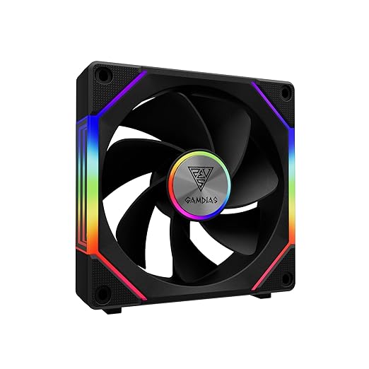 GAMDIAS 120mm ARGB PWM Case Fan, 2 Blades in 1 Fan Pack, Sync