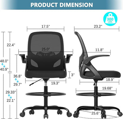 Tall Drafting Chair with Footrest Ring