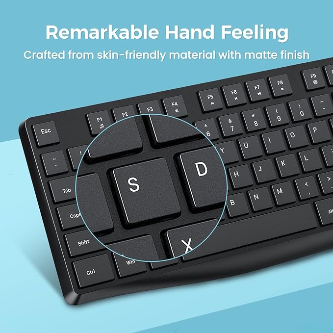 Lovaky MK98 Wireless Keyboard, 2.4G Ergonomic, Computer Keyboard, Enlarged